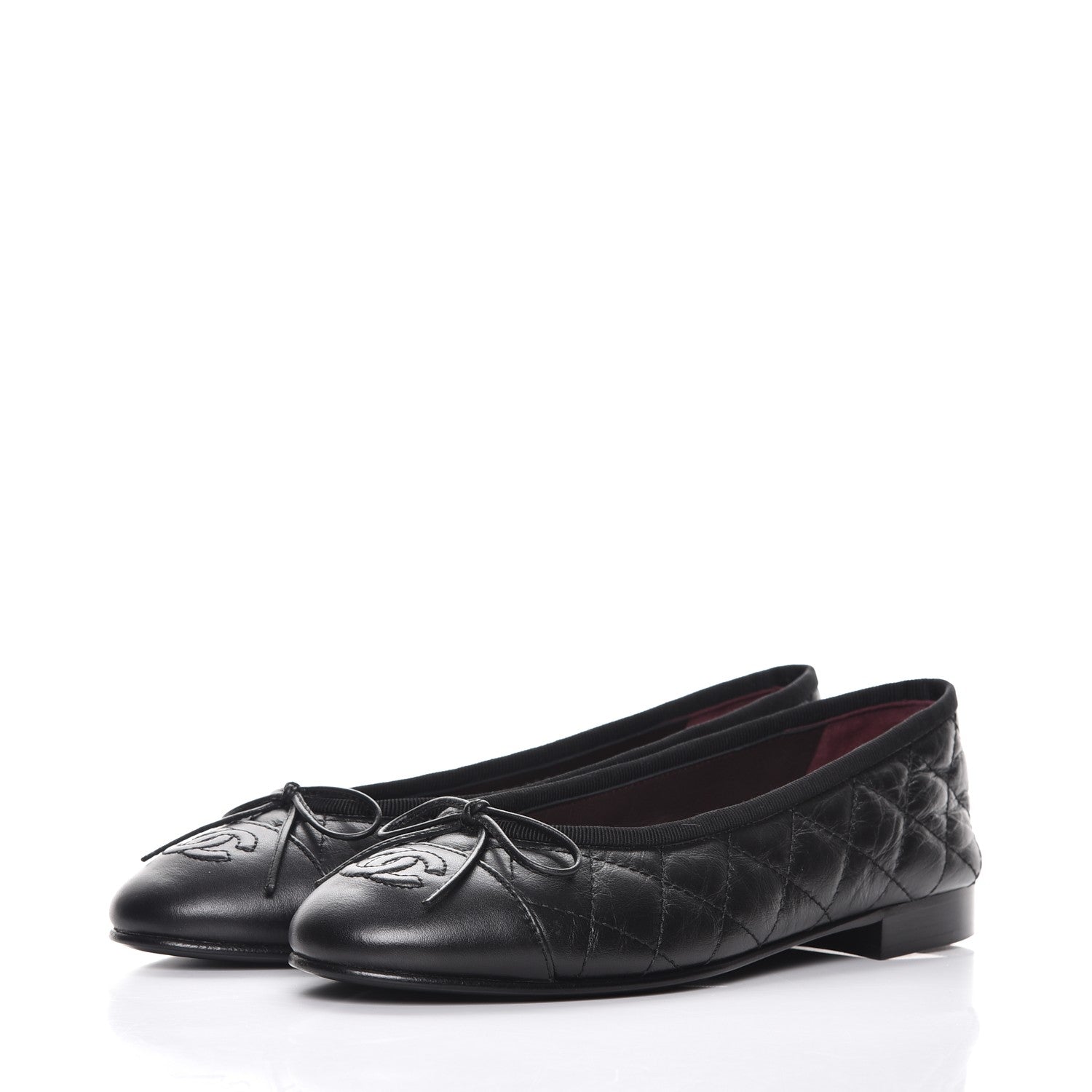Chanel Aged Calfskin Quilted Cap Toe Ballerina Flats 35.5 Black 3 of 10