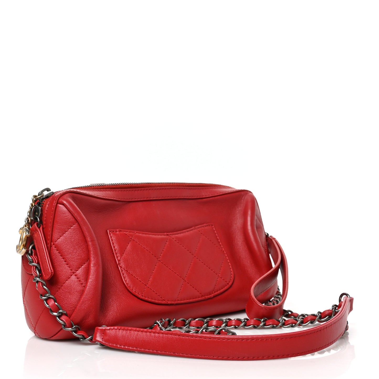 Calfskin Chain 20s Signature Bowling Bag Red