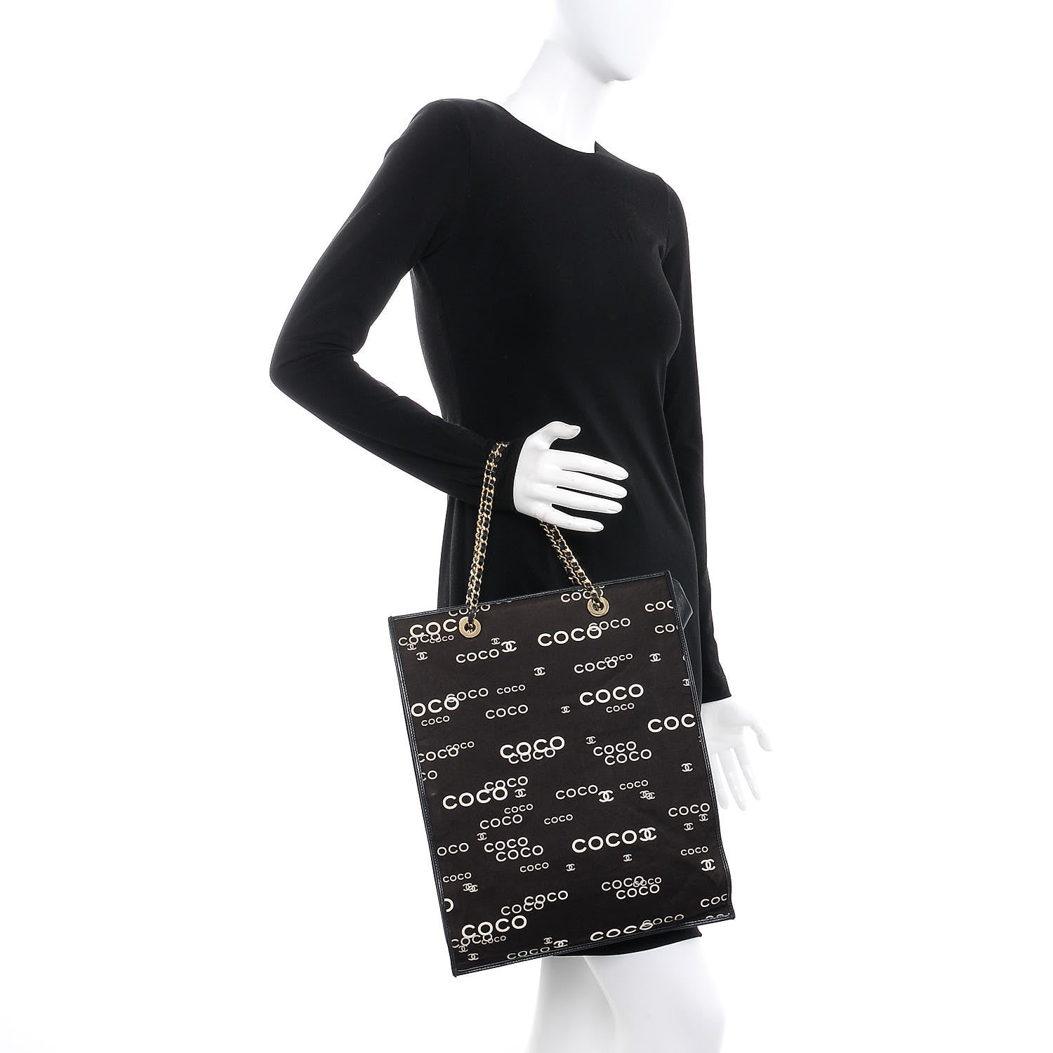 Chanel Canvas Coco Tote Black Brown 2 of 8