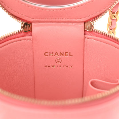 Chanel Lambskin Quilted Afternoon Tea Top Handle Vanity Case With Chain Light Pink 6 of 10