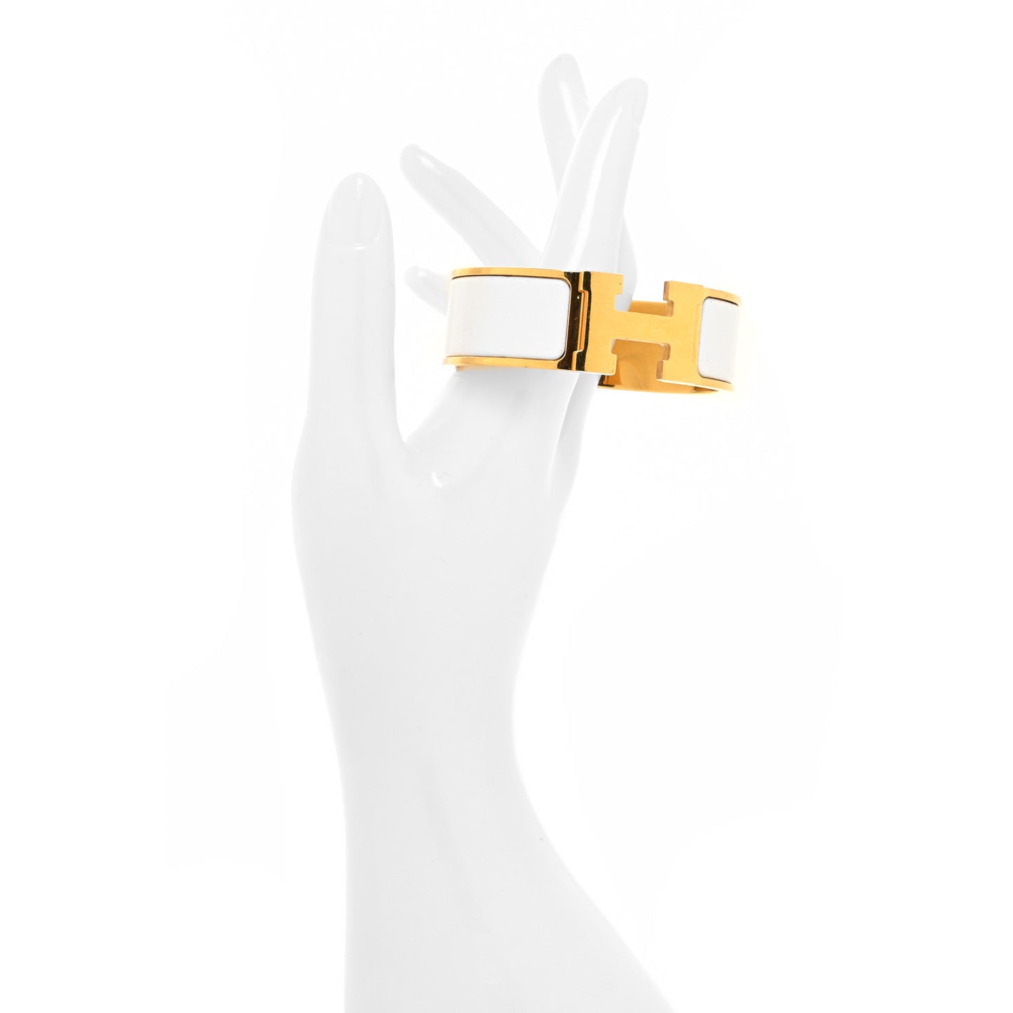 Enamel Wide Clic Clac H Bracelet PM White