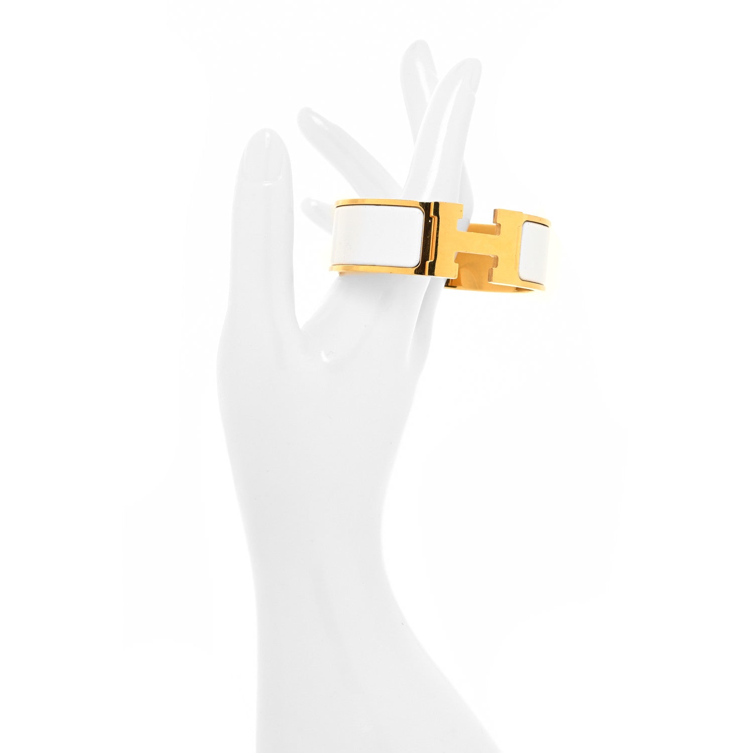 Hermes Enamel Wide Clic Clac H Bracelet PM White 2 of 5