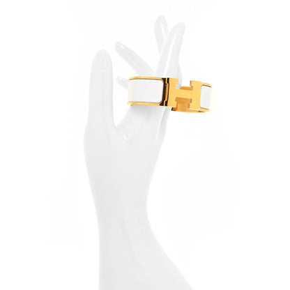 Hermes Enamel Wide Clic Clac H Bracelet PM White 2 of 5