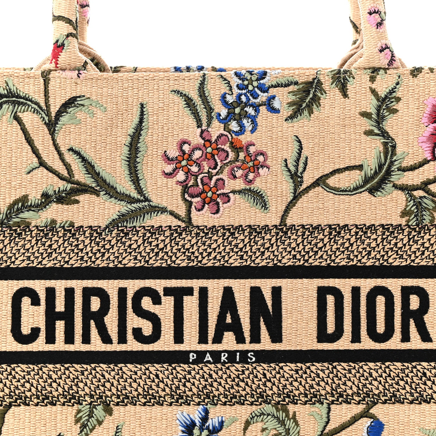 Christian Dior Raffia Embroidered Petites Fleurs Medium Book Tote Natural 8 of 10