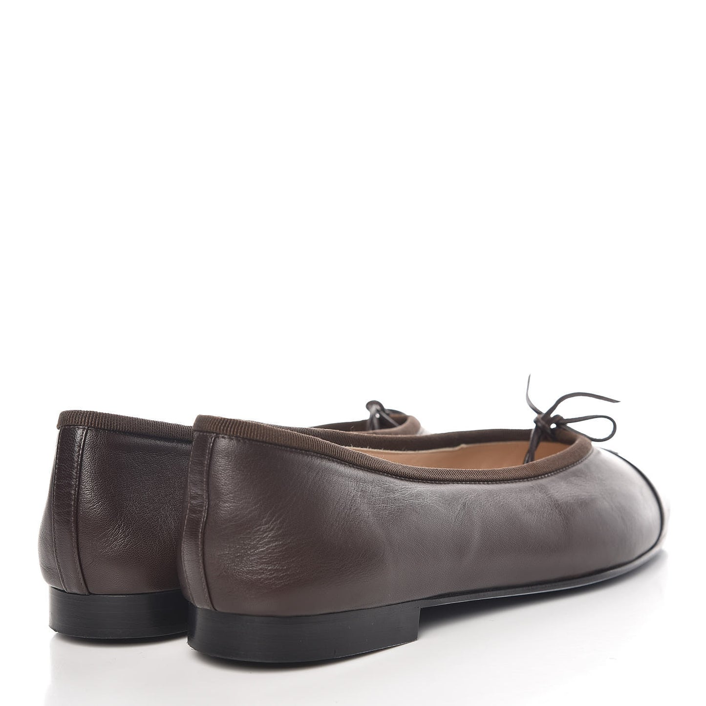 Lambskin Cap Toe CC Ballerina Flats 38.5 Marron Black