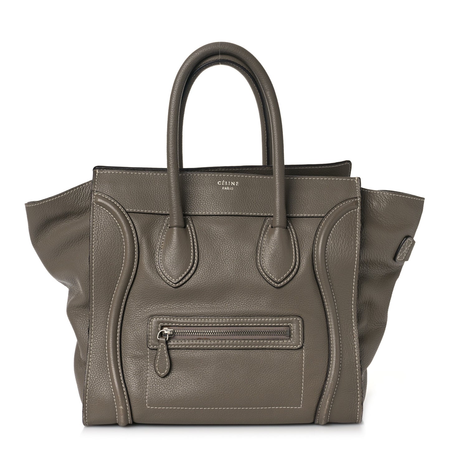Drummed Calfskin Mini Luggage Bag Souris