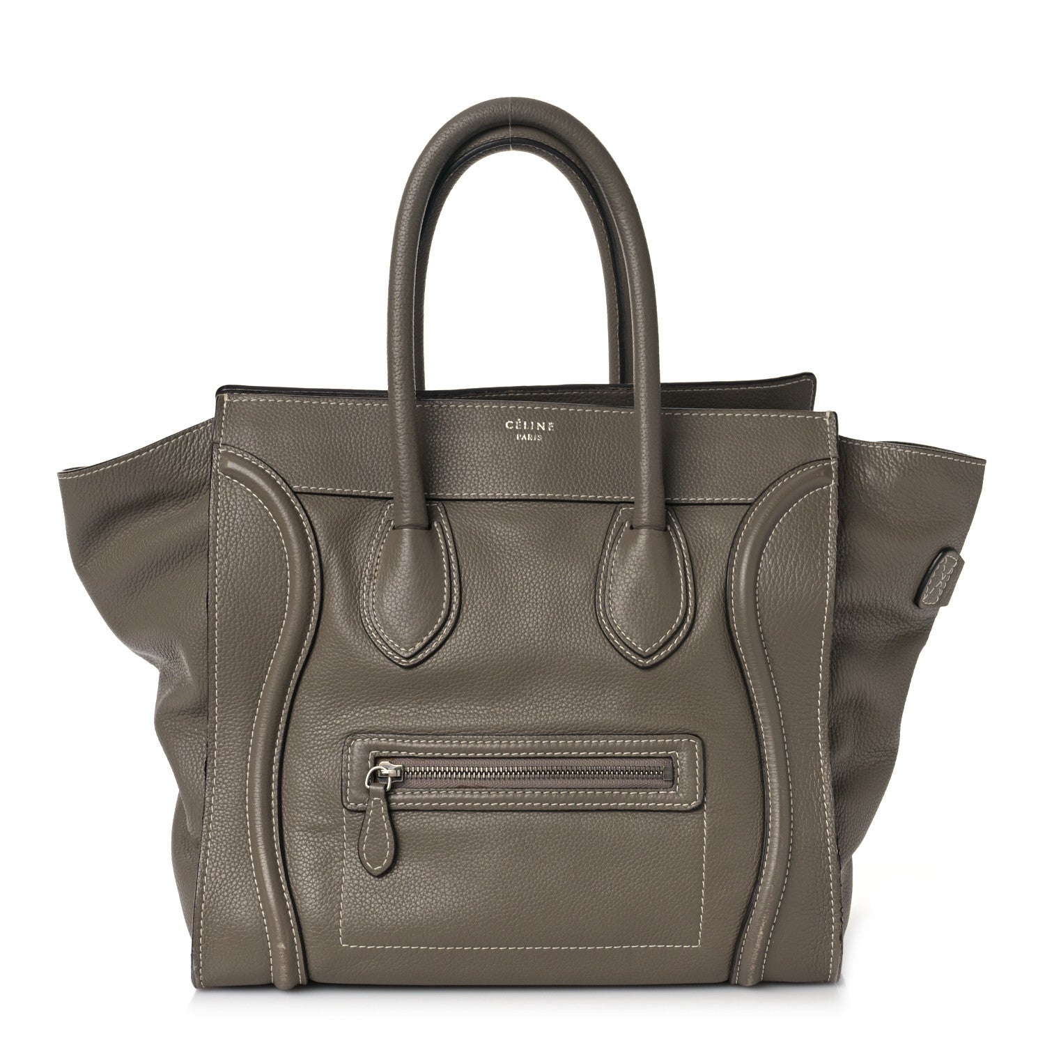 Celine Drummed Calfskin Mini Luggage Bag Souris 1 of 11
