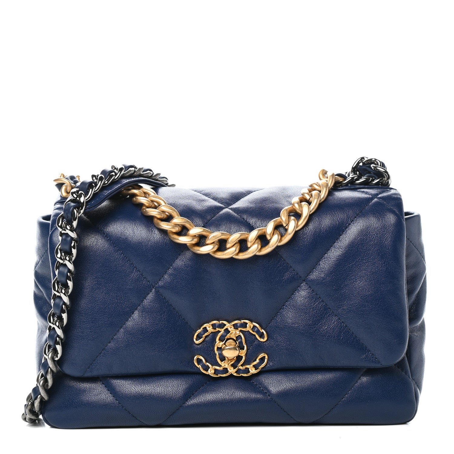 Chanel Goatskin Quilted Medium Chanel 19 Flap Dark Blue 1 of 11