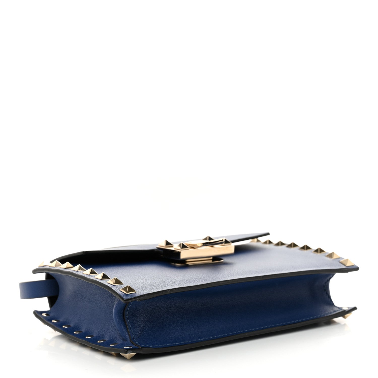 Valentino Garavani Calfskin Small Rockstud Overlay Flap Shoulder Bag Blue Delft 4 of 9