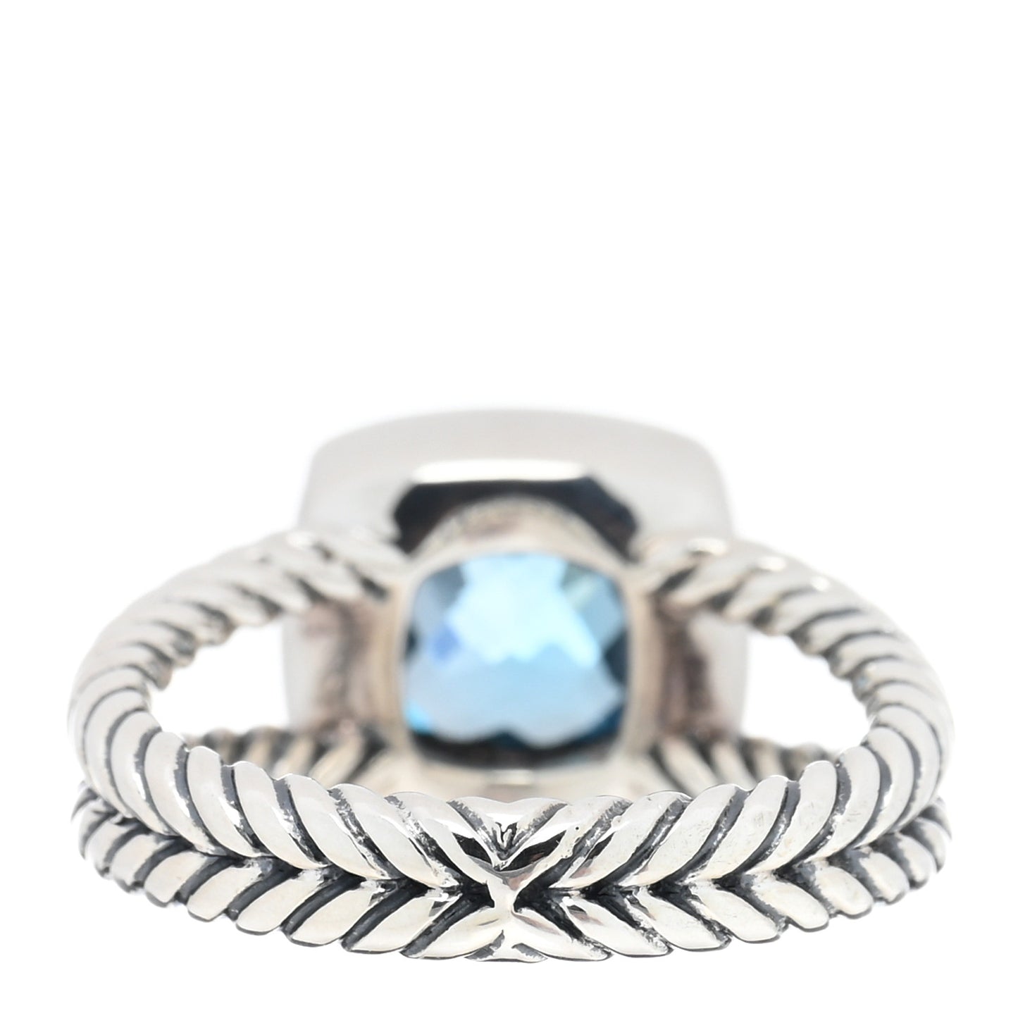 Sterling Silver Diamond Blue Topaz 7mm Petite Albion Ring 52 6
