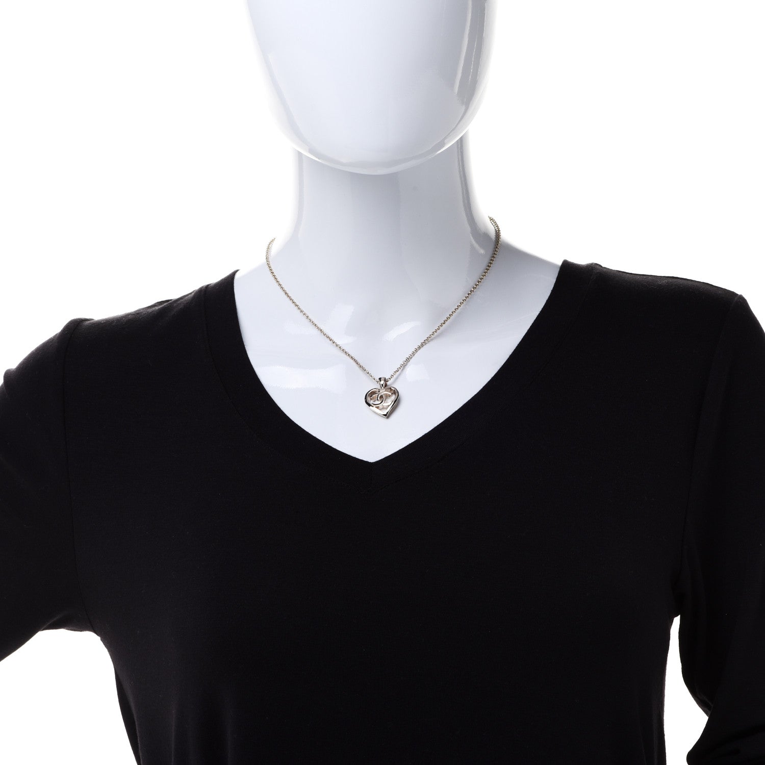Chanel CC Heart Chain Pendant Necklace Gold 2 of 6