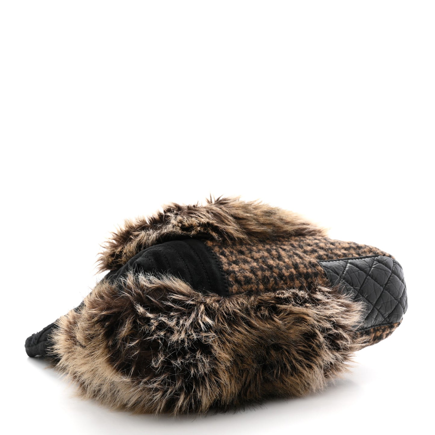 Tweed Lambskin Fantasy Fur Karl's Cabas Tote Black