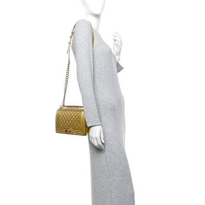 Chanel Metallic Patent Calfskin Quilted Medium Boy Flap Gold 2 of 15