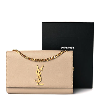 Saint Laurent Grain De Poudre Medium Monogram Kate Satchel Dark Beige 14 of 14