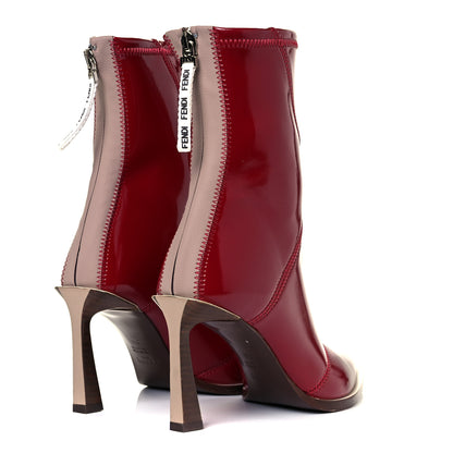 Fendi Glossy Neoprene FFrame Ankle Boots 36 Rosso Ciliegia 4 of 7