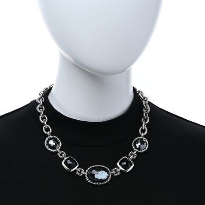 David Yurman Sterling Silver Diamond Black Orchid Black Onyx Hematine Link Necklace 3 of 4