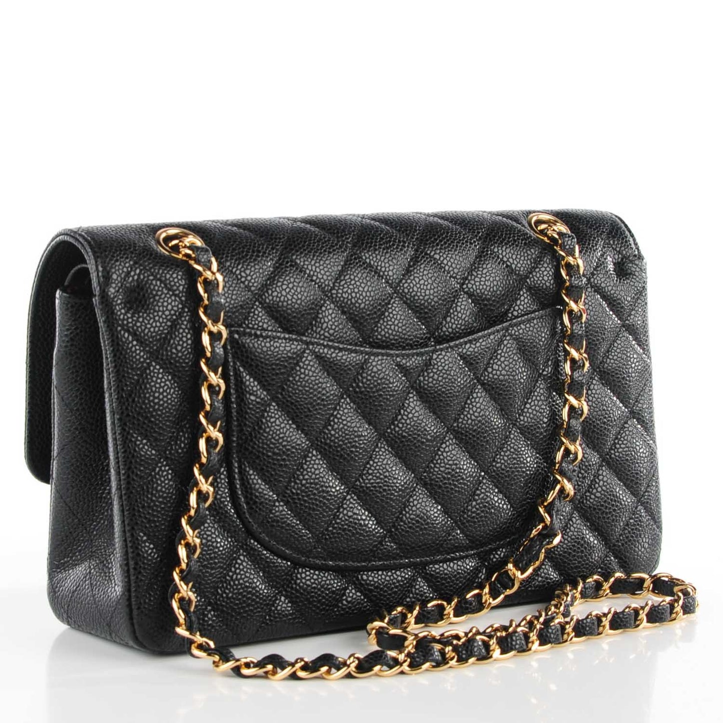 Caviar Quilted Medium Double Flap Black