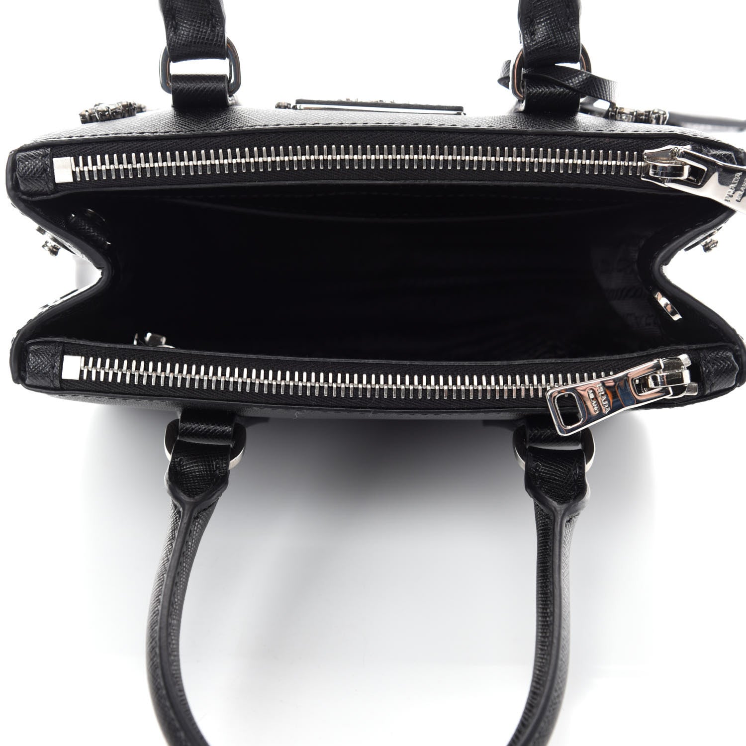 Prada Saffiano Lux Crystal Mini Galleria Double Zip Tote Black 6 of 11