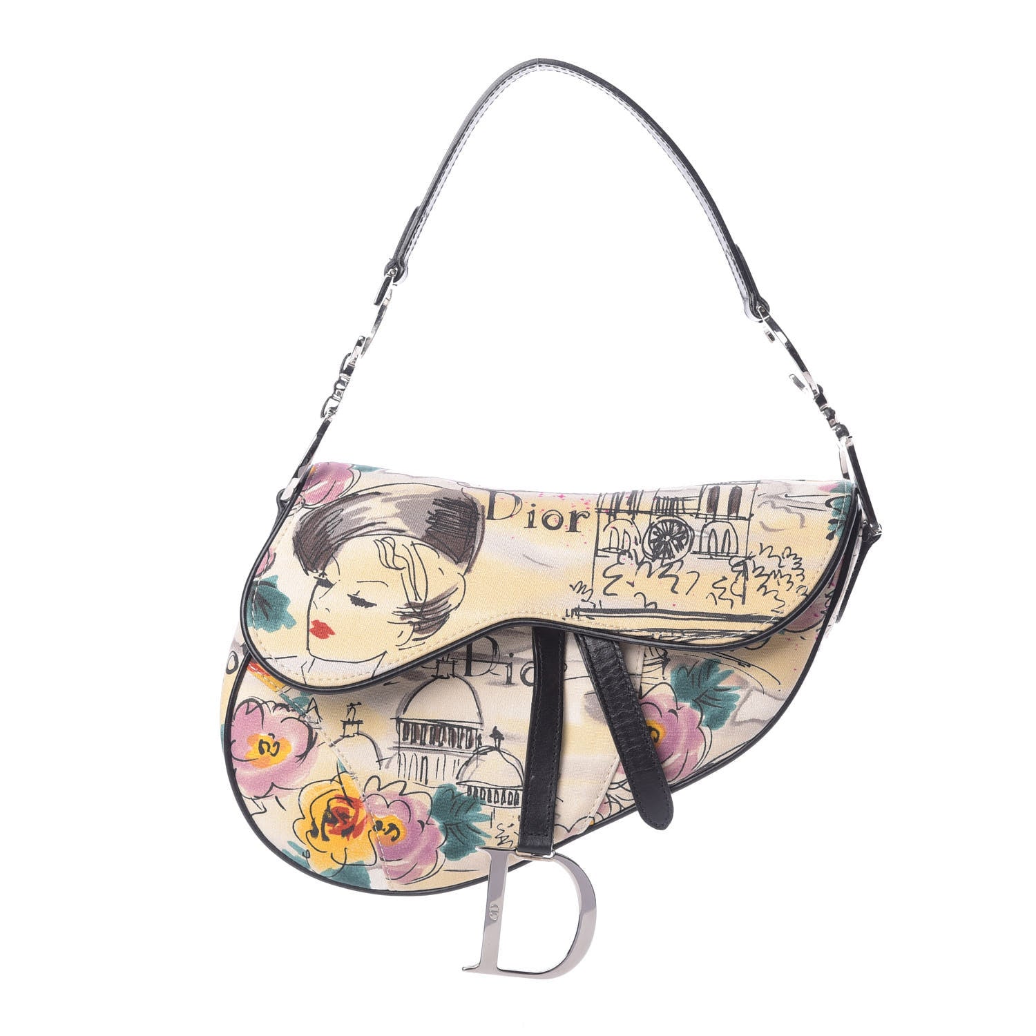 Christian Dior Canvas Paris 50s Saddle Bag Multicolor 1 of 16