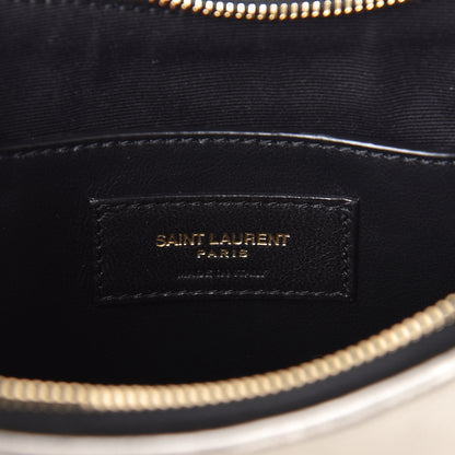 Saint Laurent Metallic Calfskin Heart Monogram Crossbody Silver 6 of 9
