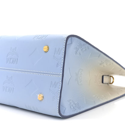 MCM Calfskin Gradation Monogram Large Munchen Tote Blue 8 of 12