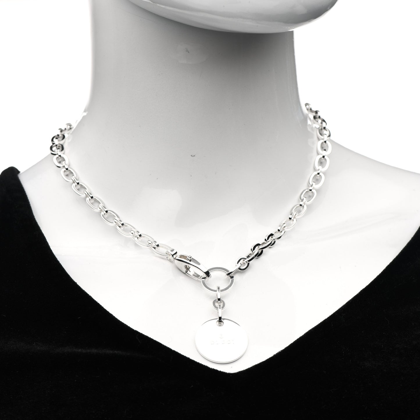 Sterling Silver Round Logo Pendant Necklace