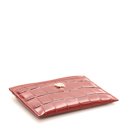 Chanel Calfskin Crocodile Embossed Crococo Card Holder Burgundy 4 of 10