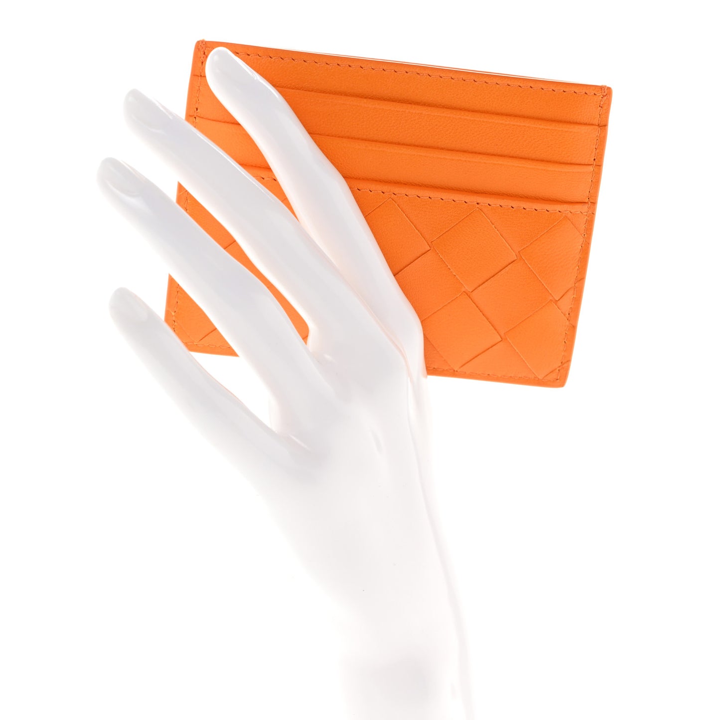 Nappa Intrecciato Card Holder Light Orange