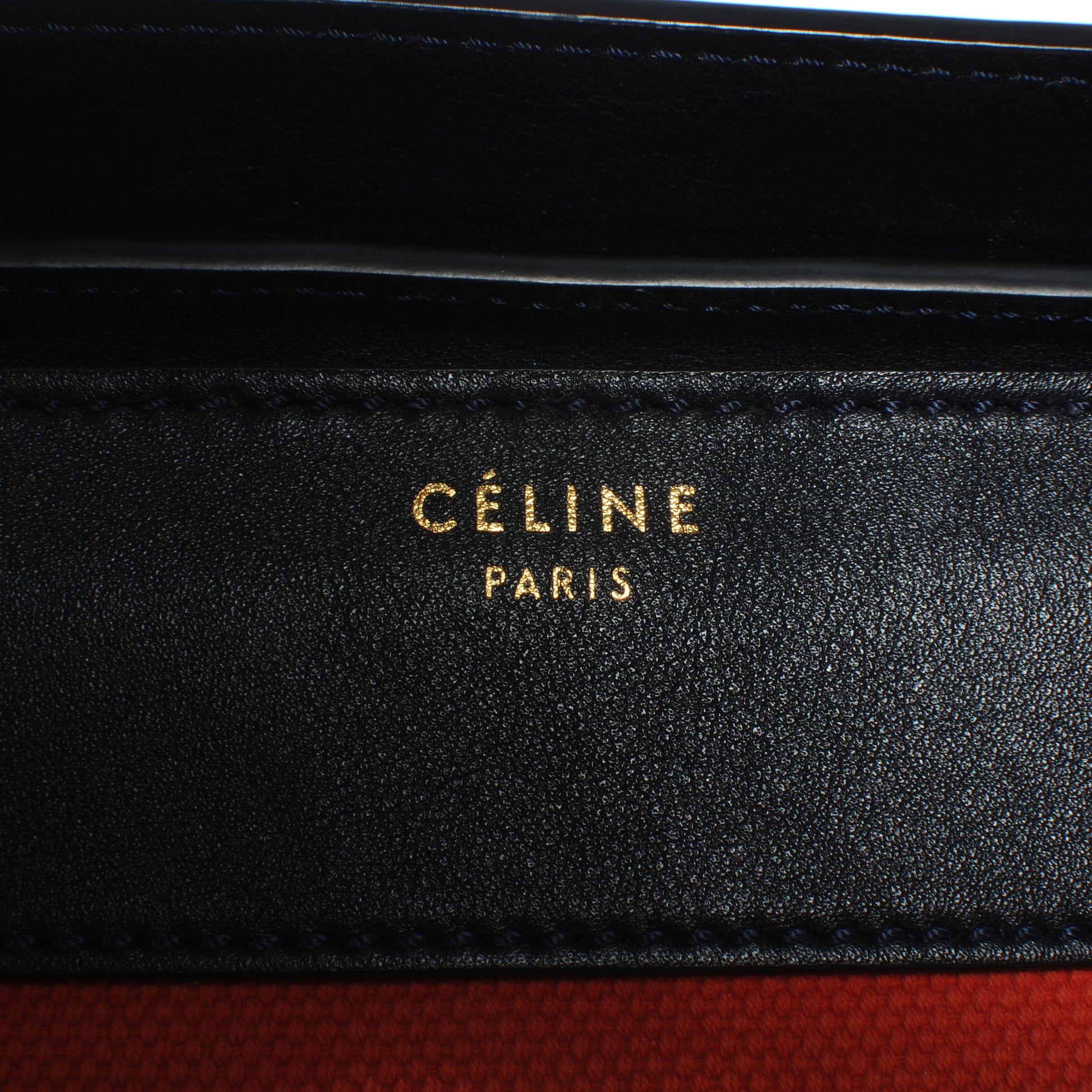 Celine Leather and Linen Shoulder Luggage Tri-Color Poppy 5 of 10