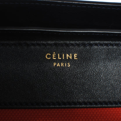 Celine Leather and Linen Shoulder Luggage Tri-Color Poppy 5 of 10