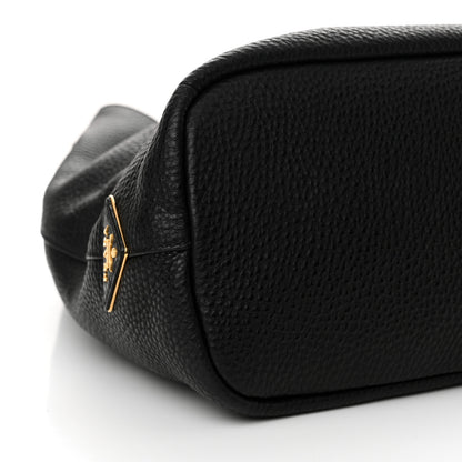 Prada Vitello Daino Embossed Logo Hobo Black 9 of 10