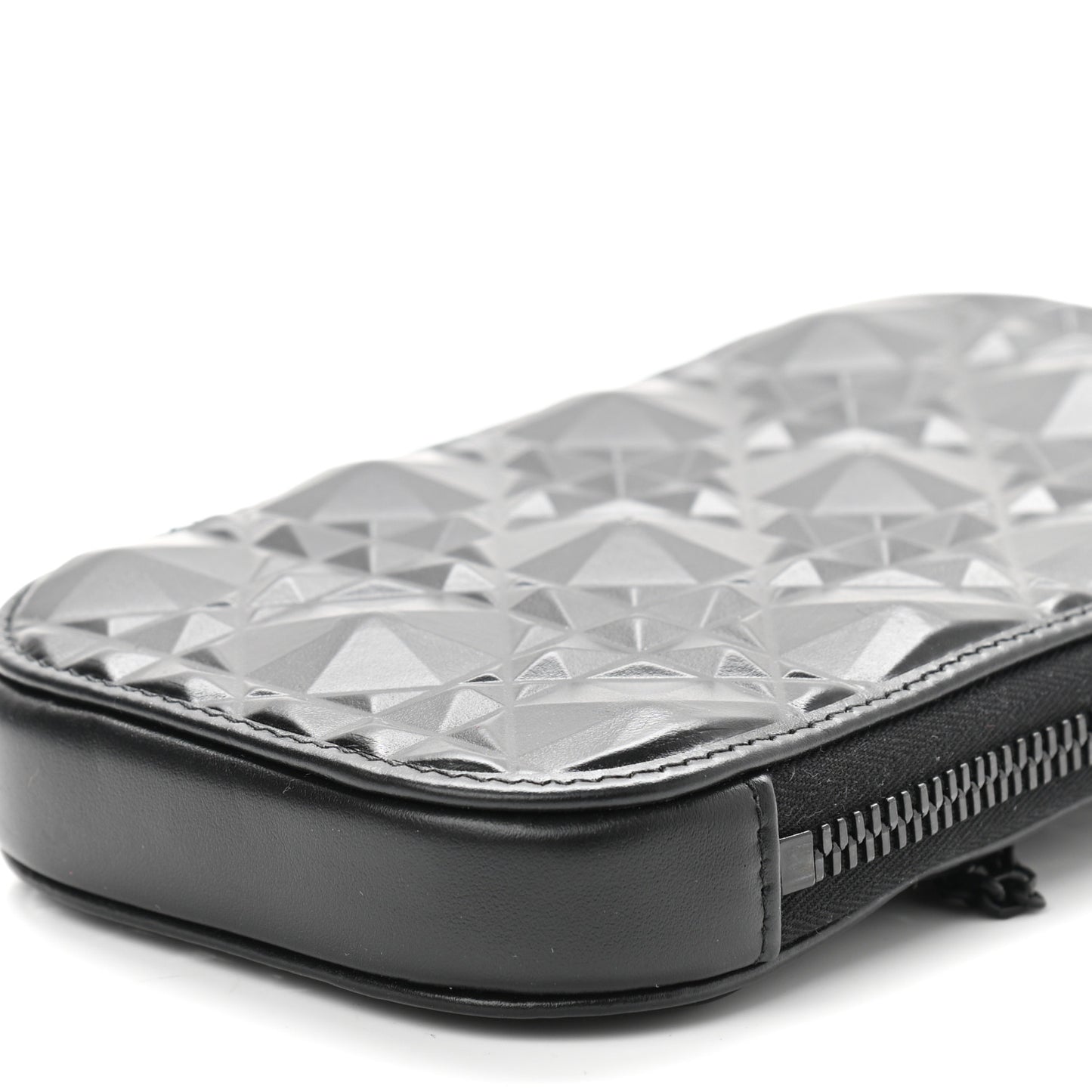Calfskin Cannage Diamond Cannage Phone Holder Black