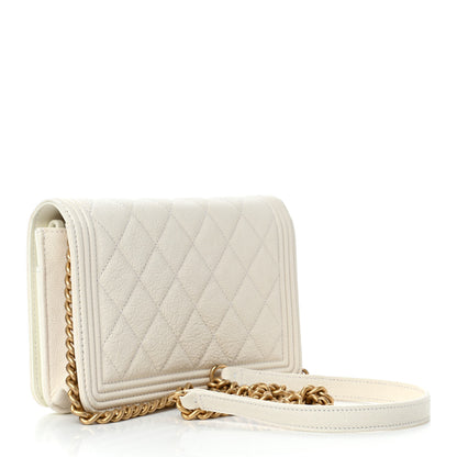 Chanel Caviar Quilted Boy Wallet On Chain WOC White 3 of 11