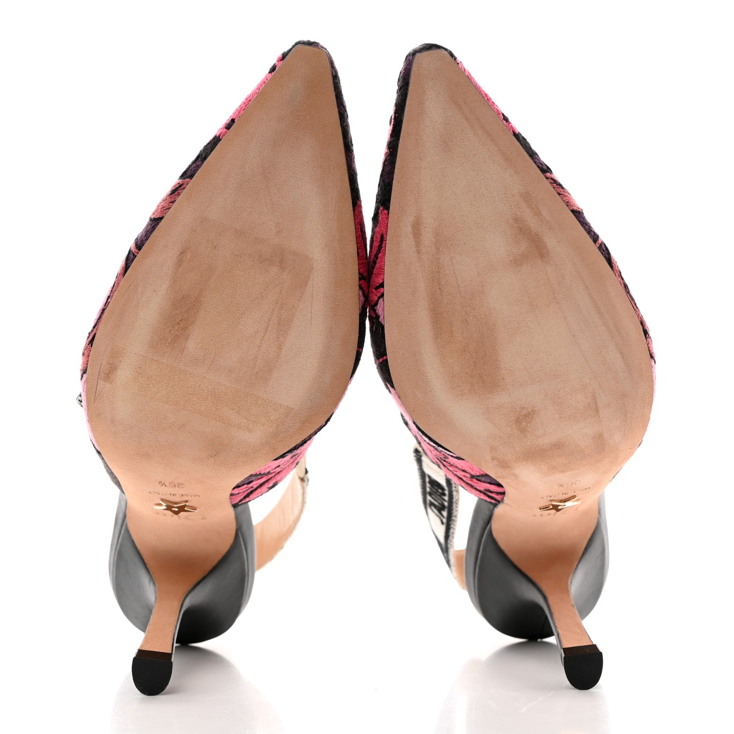 Canvas Embroidered J'Adoir Slingback 100mm Pumps 36.5 Pink Purple