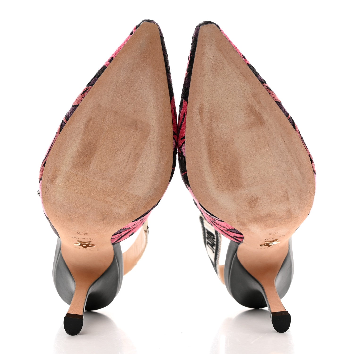 Christian Dior Canvas Embroidered J'Adoir Slingback 100mm Pumps 36.5 Pink Purple 5 of 8