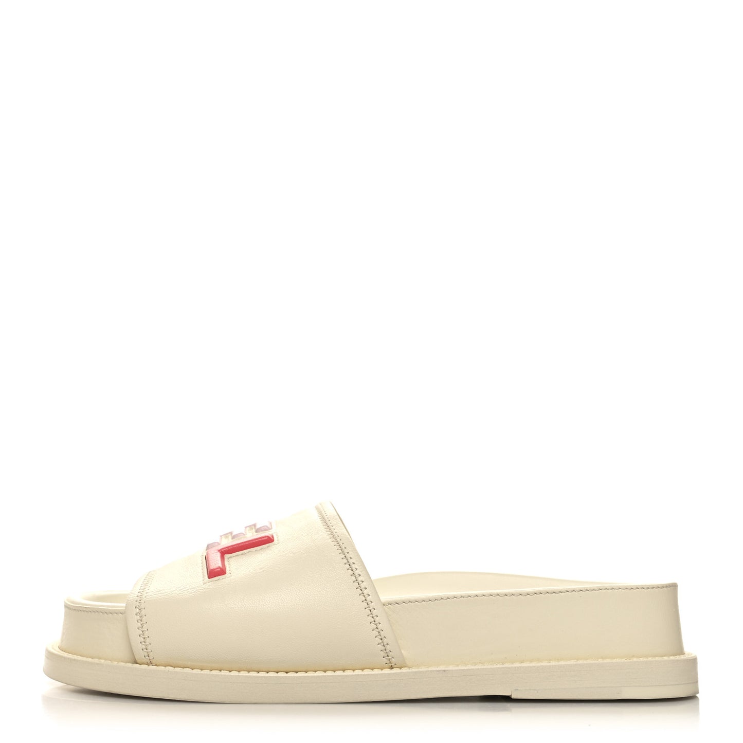 Lambskin Cha-Nel Mule Sandals 39 Ivory Multicolor