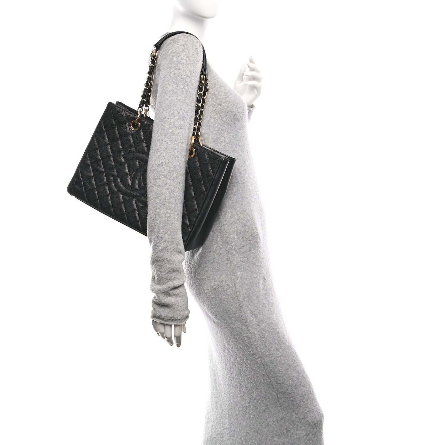 Caviar Quilted Grand Shopping Tote GST Black