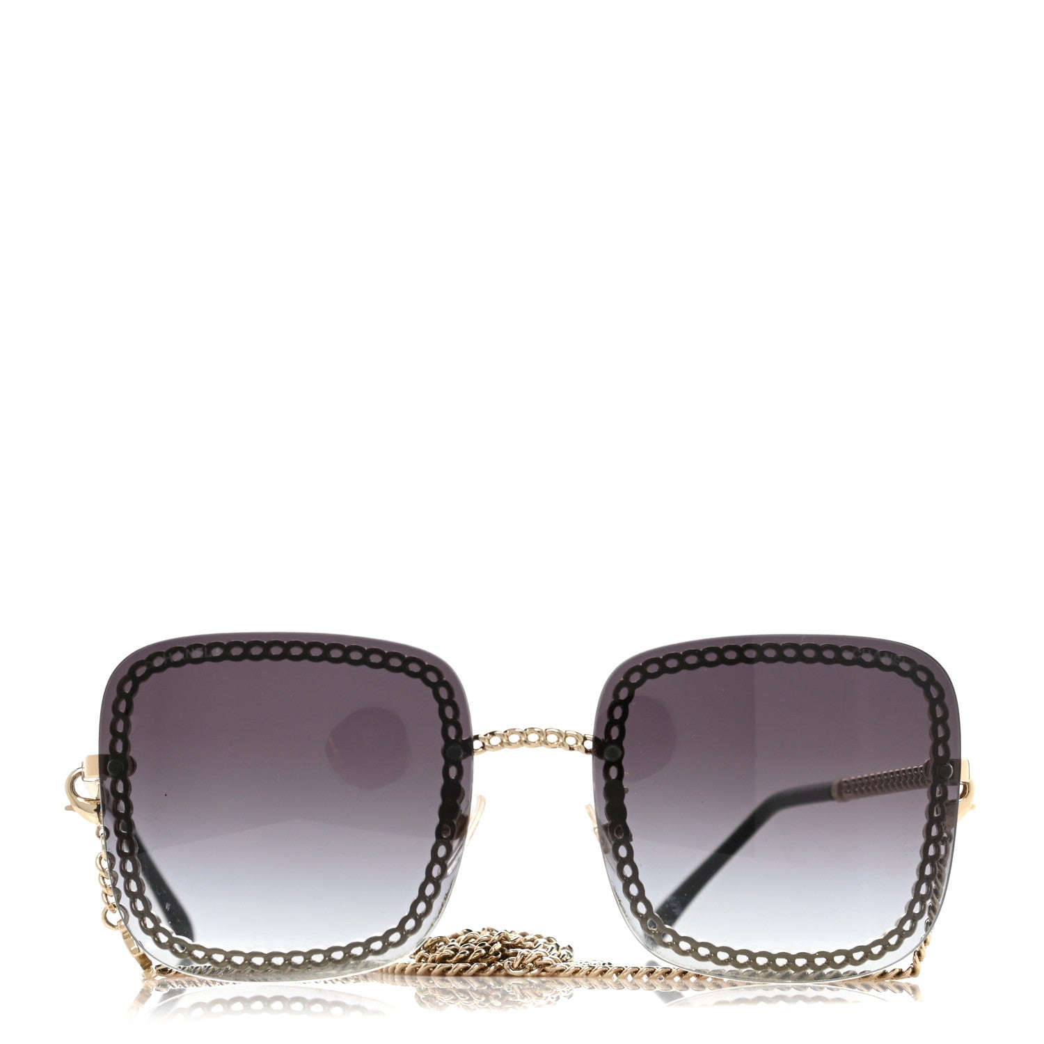 Chanel Metal Removable Chain Square Sunglasses 4244 Black 2 of 7