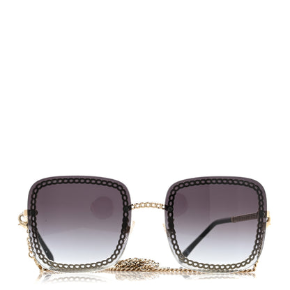 Chanel Metal Removable Chain Square Sunglasses 4244 Black 2 of 7