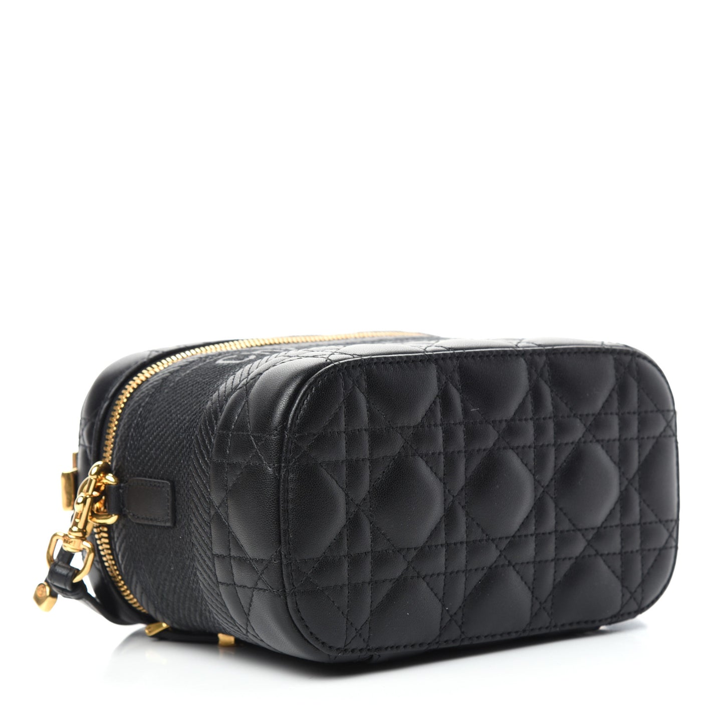 Lambskin Cannage Small Diortravel Vanity Case Black