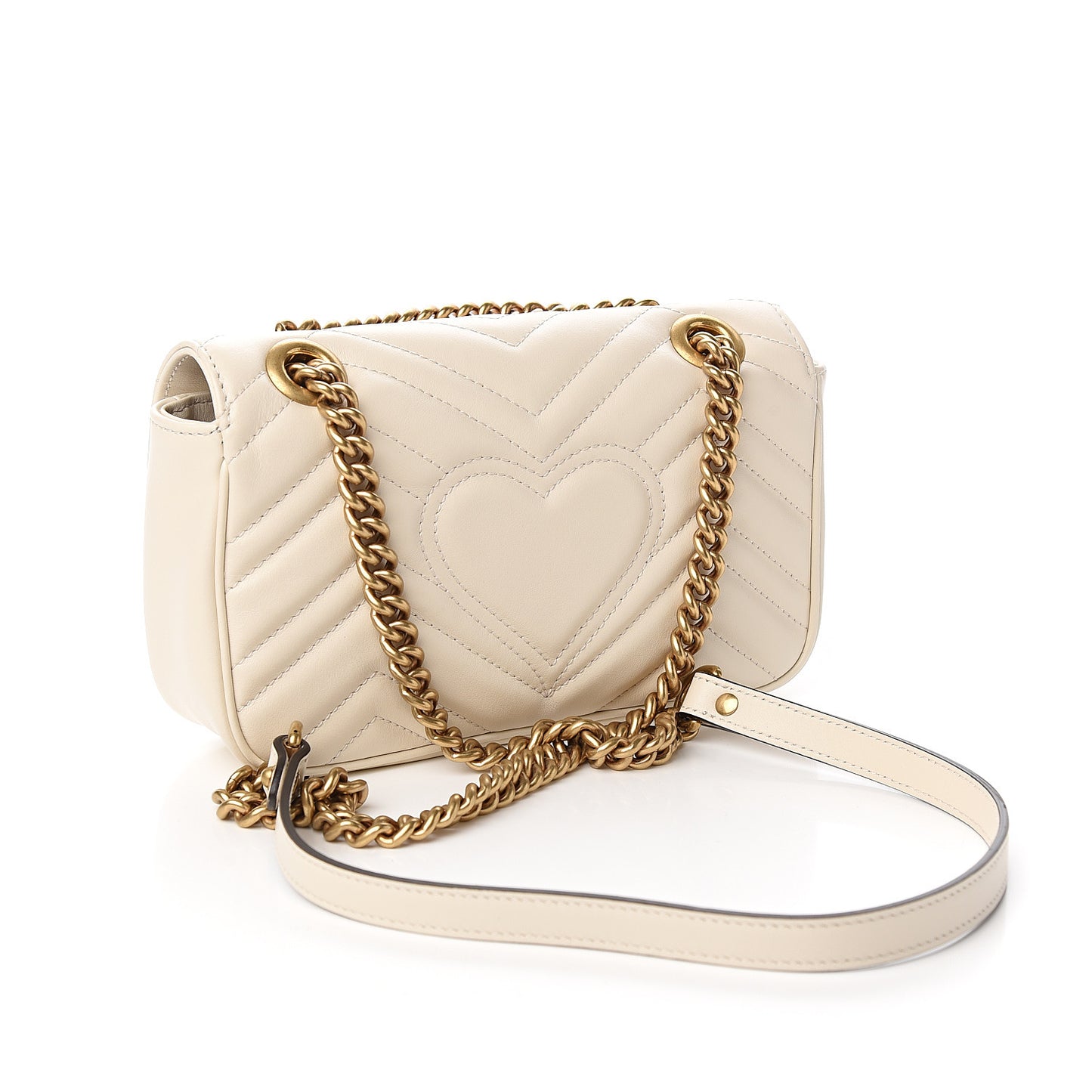 Calfskin Matelasse Mini GG Marmont Shoulder Bag White