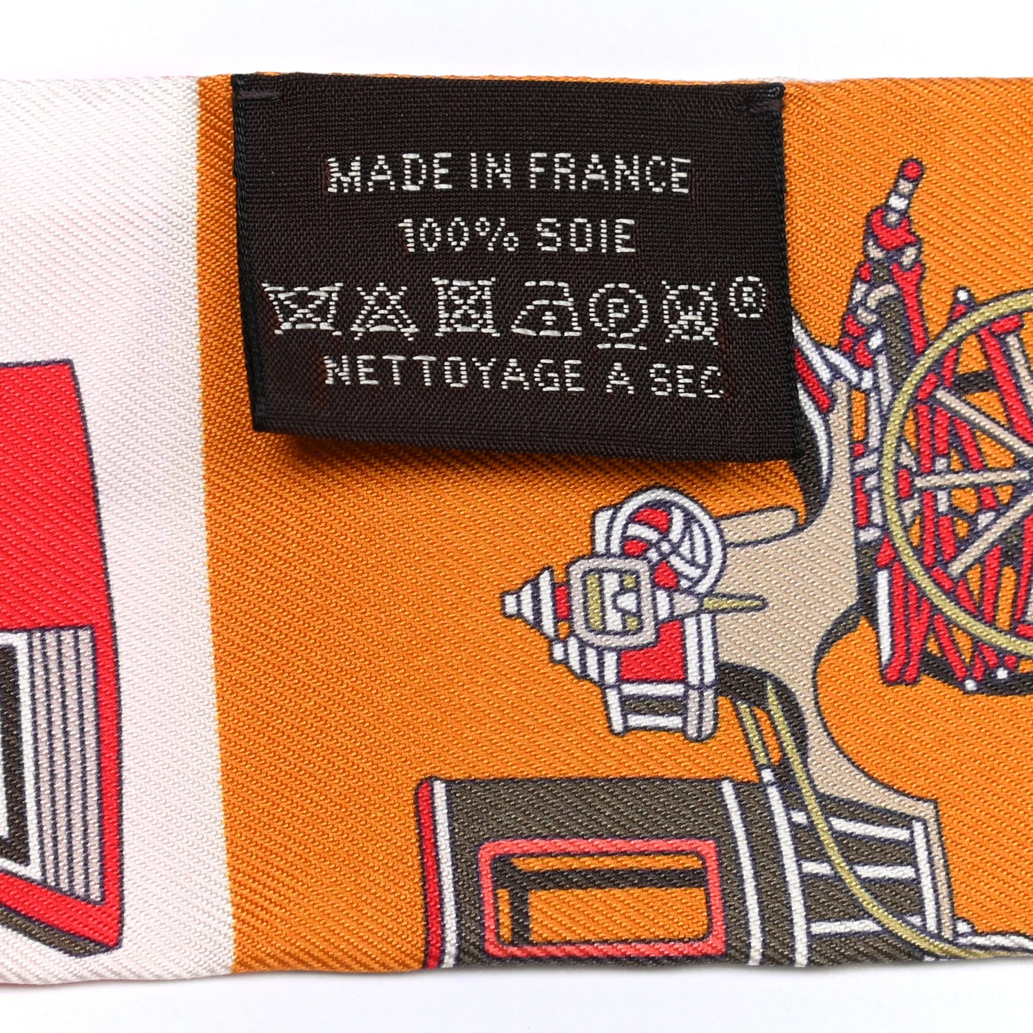 Hermes Silk Les Voitures Exquises Twilly Orange Beige Kaki 7 of 8