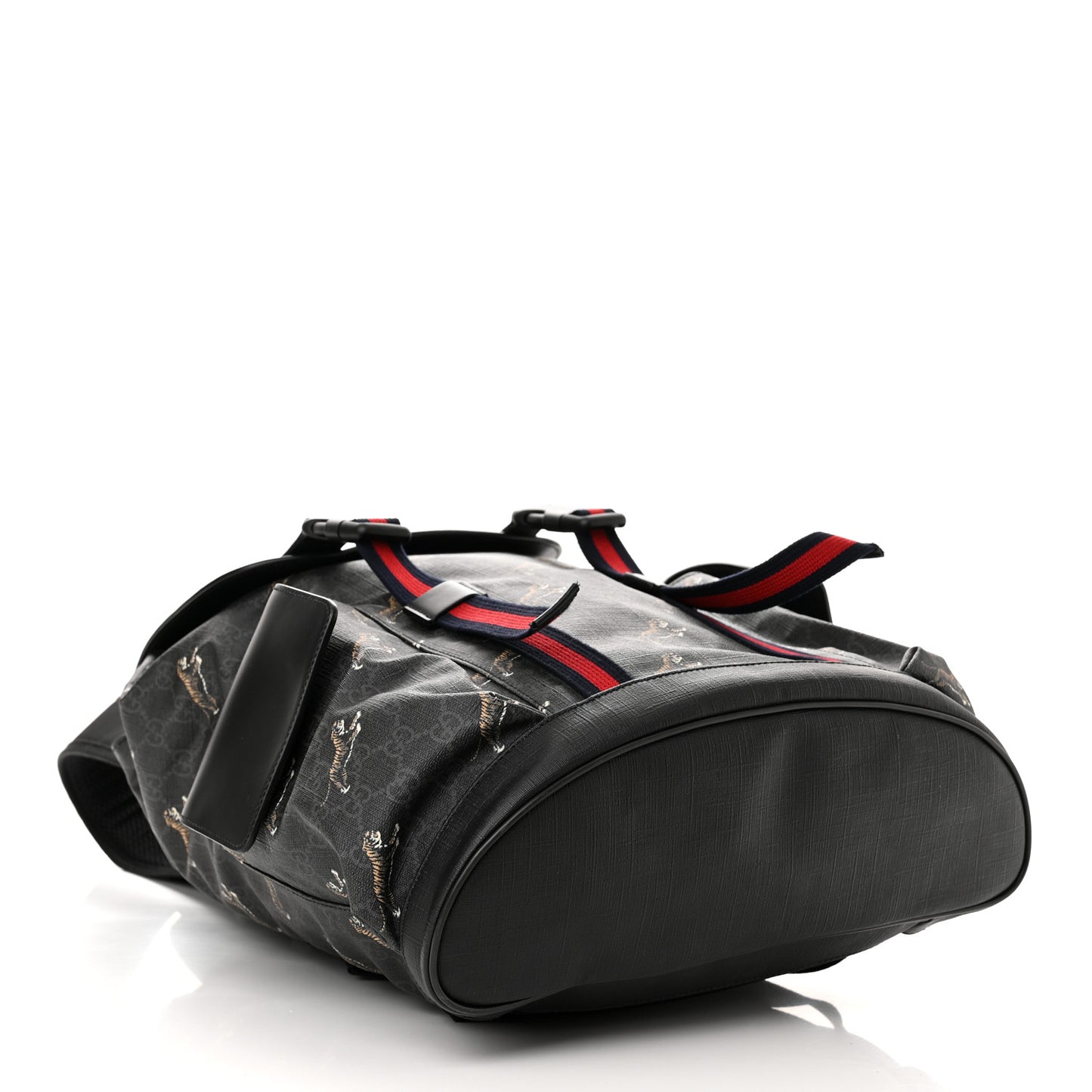 Soft GG Supreme Monogram Appia Calfskin Web Double Buckle Backpack Black