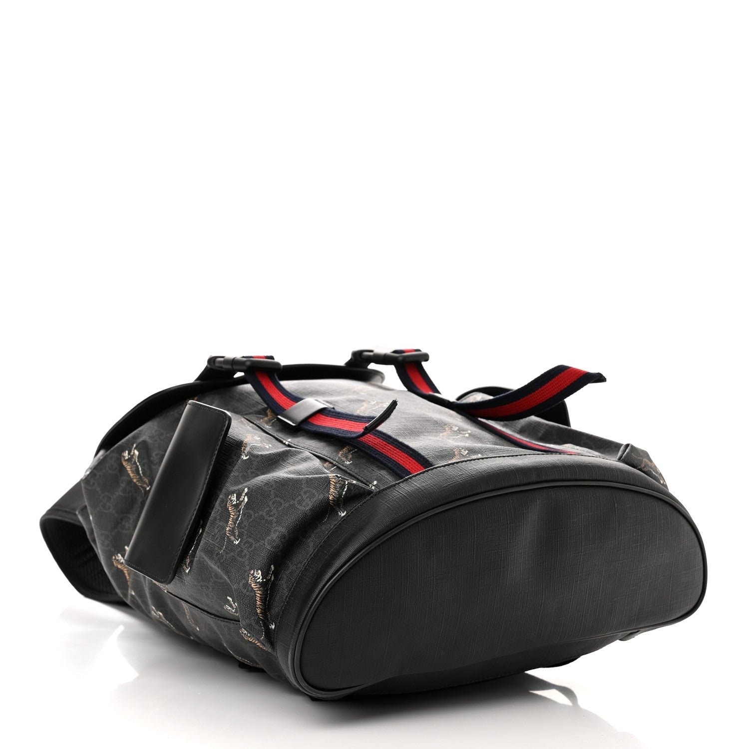 Gucci Soft GG Supreme Monogram Appia Calfskin Web Double Buckle Backpack Black 4 of 10