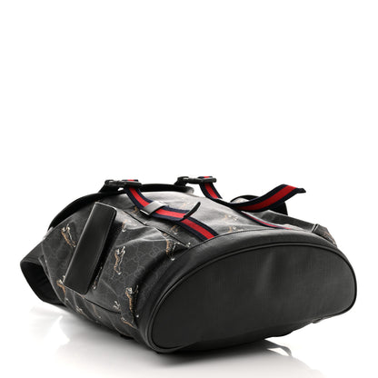 Gucci Soft GG Supreme Monogram Appia Calfskin Web Double Buckle Backpack Black 4 of 10