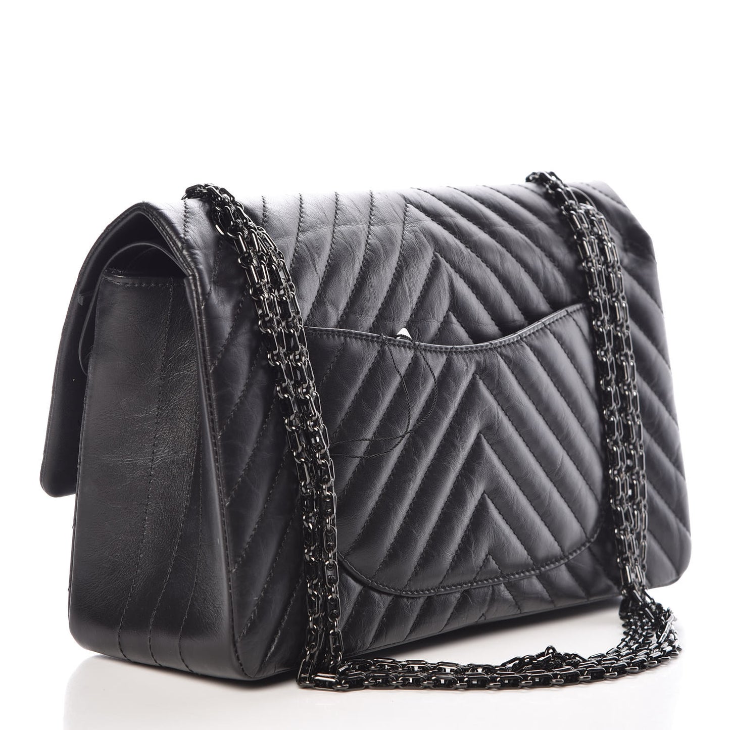 Aged Calfskin Chevron Quilted 2.55 Reissue 226 So Black