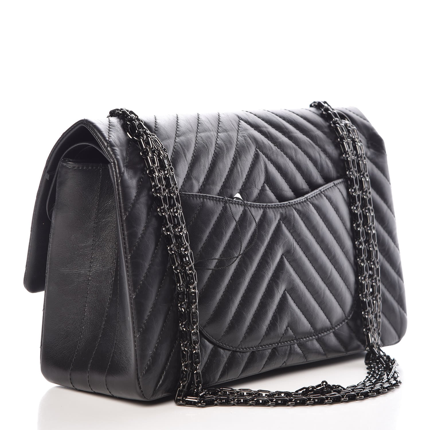 Chanel Aged Calfskin Chevron Quilted 2.55 Reissue 226 So Black 3 of 10
