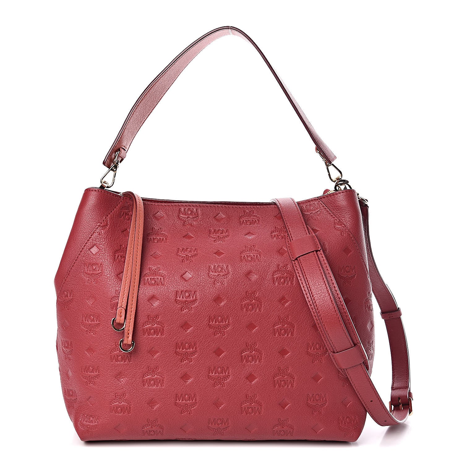 MCM Calfskin Ottomar Monogram Medium Klara Hobo Ruby Red 1 of 10