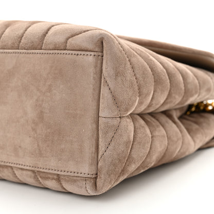 Saint Laurent Suede Y Quilted Monogram Medium Loulou Chain Satchel Taupe 10 of 10