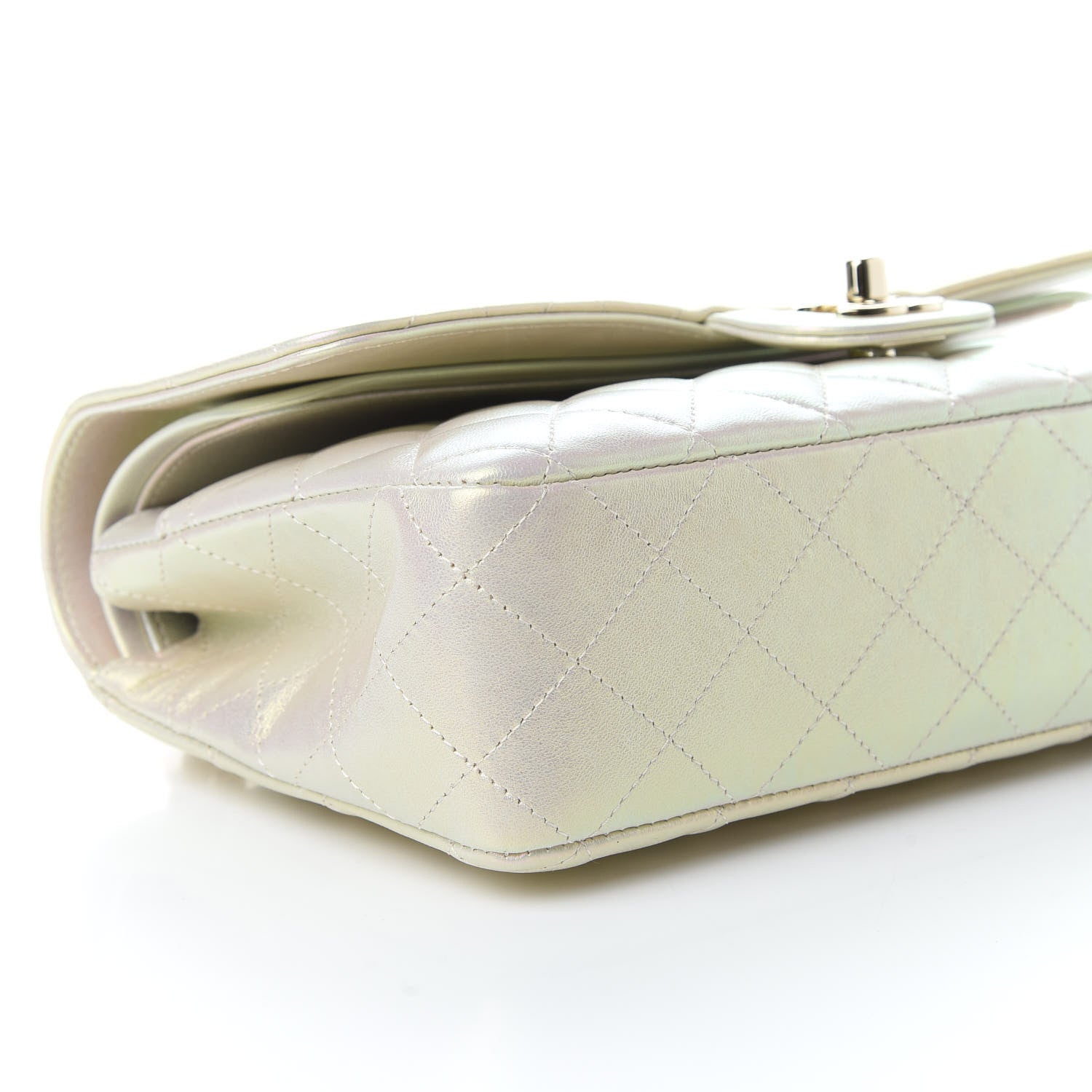 Chanel Iridescent Lambskin Quilted Medium Double Flap Ivory 5 of 10